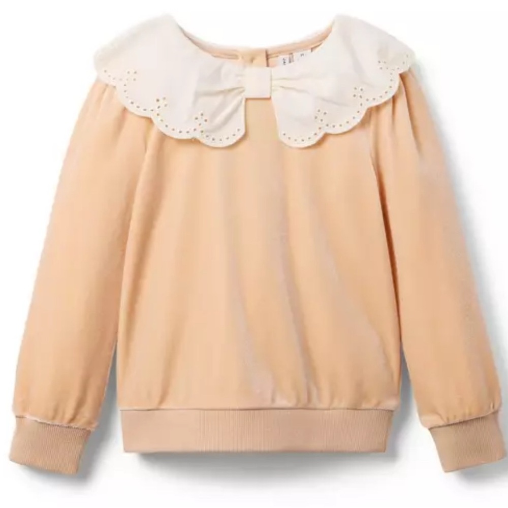 Janie and Jack - Velour Collared Sweatshirt - Almond Latte